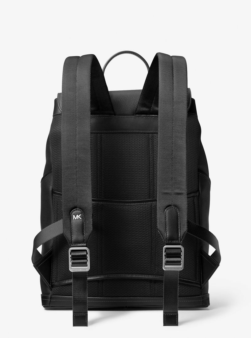 Michael Kors Hudson Pebbled Leather Utility Backpack Rucksäcke Herren Schwarz | LTFRAJ397