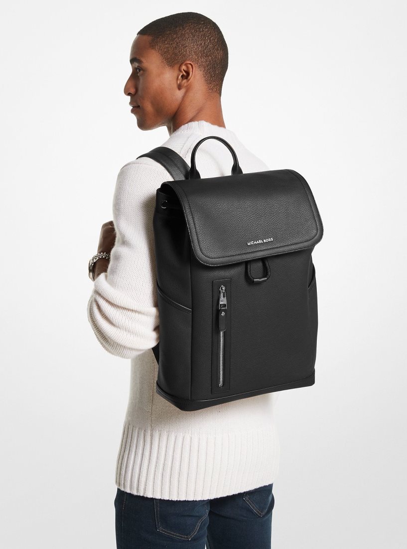 Michael Kors Hudson Pebbled Leather Utility Backpack Rucksäcke Herren Schwarz | LTFRAJ397