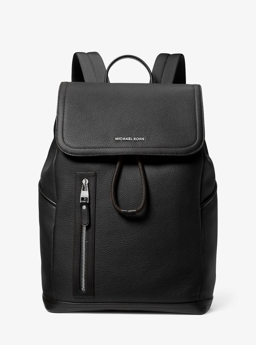 Michael Kors Hudson Pebbled Leather Utility Backpack Rucksäcke Herren Schwarz | LTFRAJ397