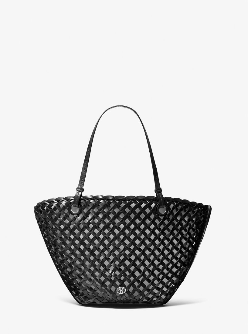 Michael Kors Isabella Medium Hand-Woven Leather Tote Bag Handtasche Damen Schwarz | FBEQLZ932