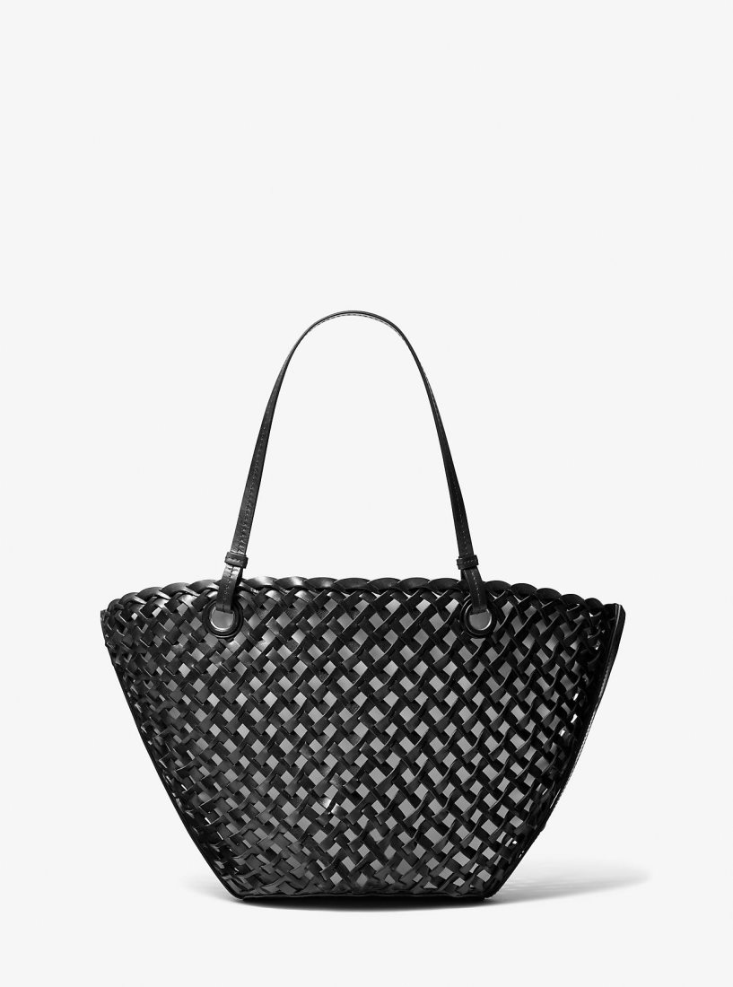 Michael Kors Isabella Medium Hand-Woven Leather Tote Bag Handtasche Damen Schwarz | FBEQLZ932