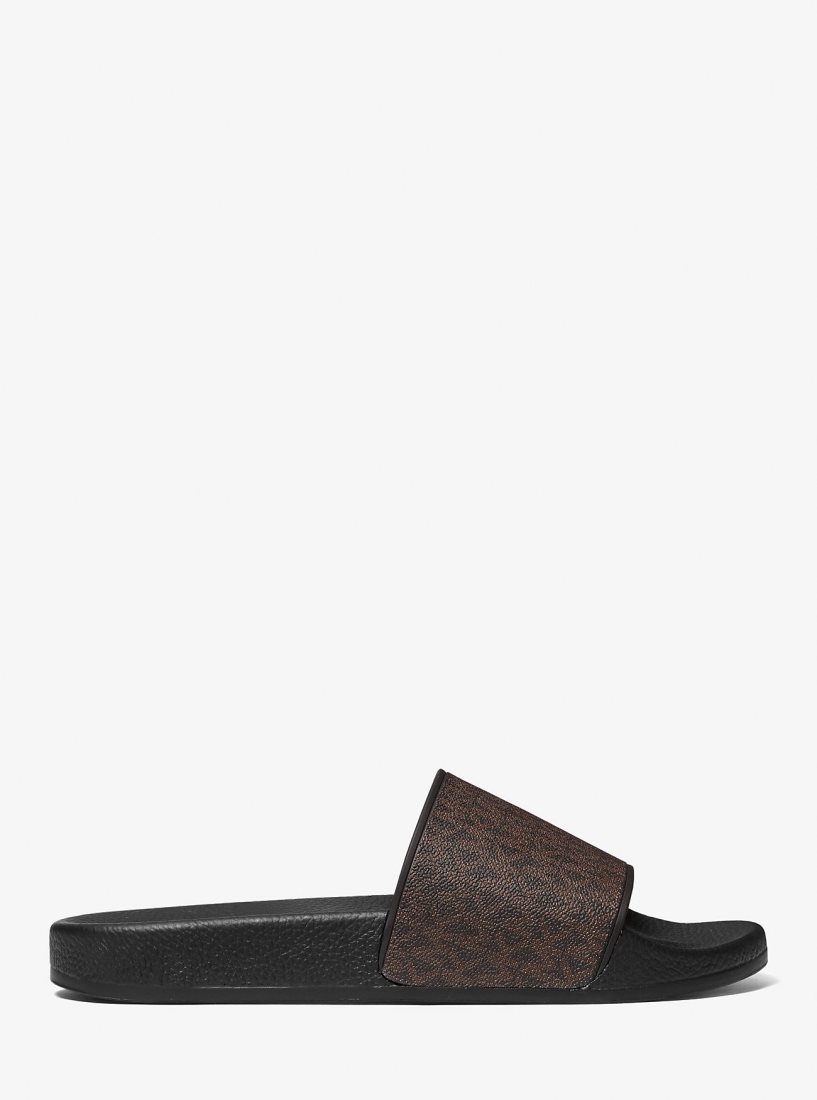 Michael Kors Jake Logo Slide Sandal Sandalen Herren Braun | TXEKNH745