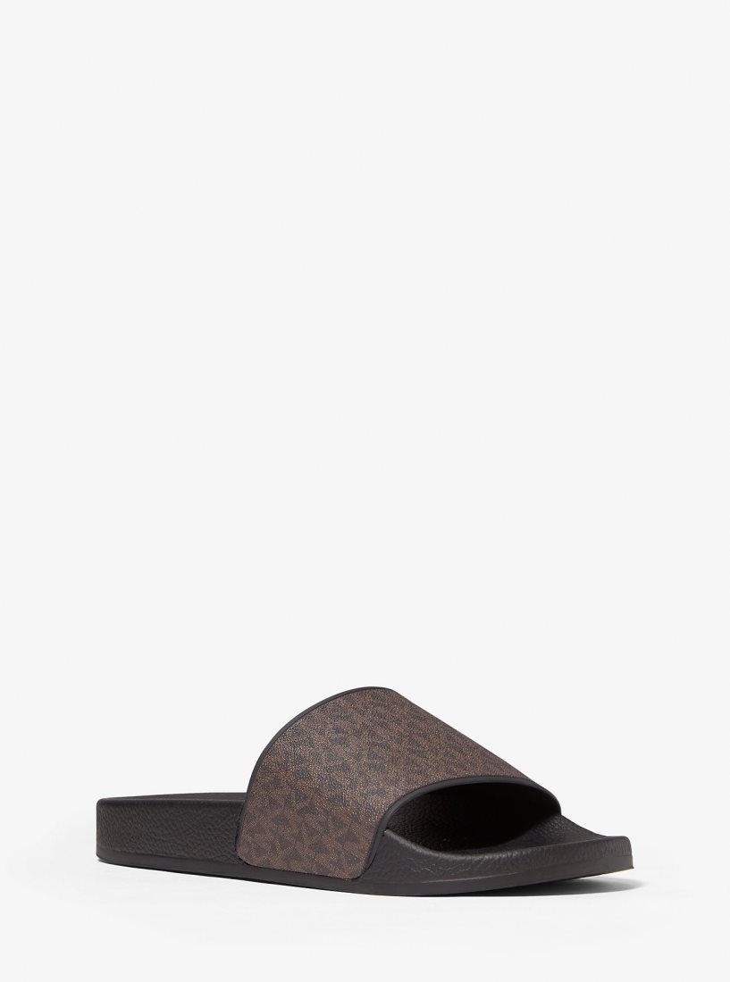 Michael Kors Jake Logo Slide Sandal Sandalen Herren Braun | TXEKNH745