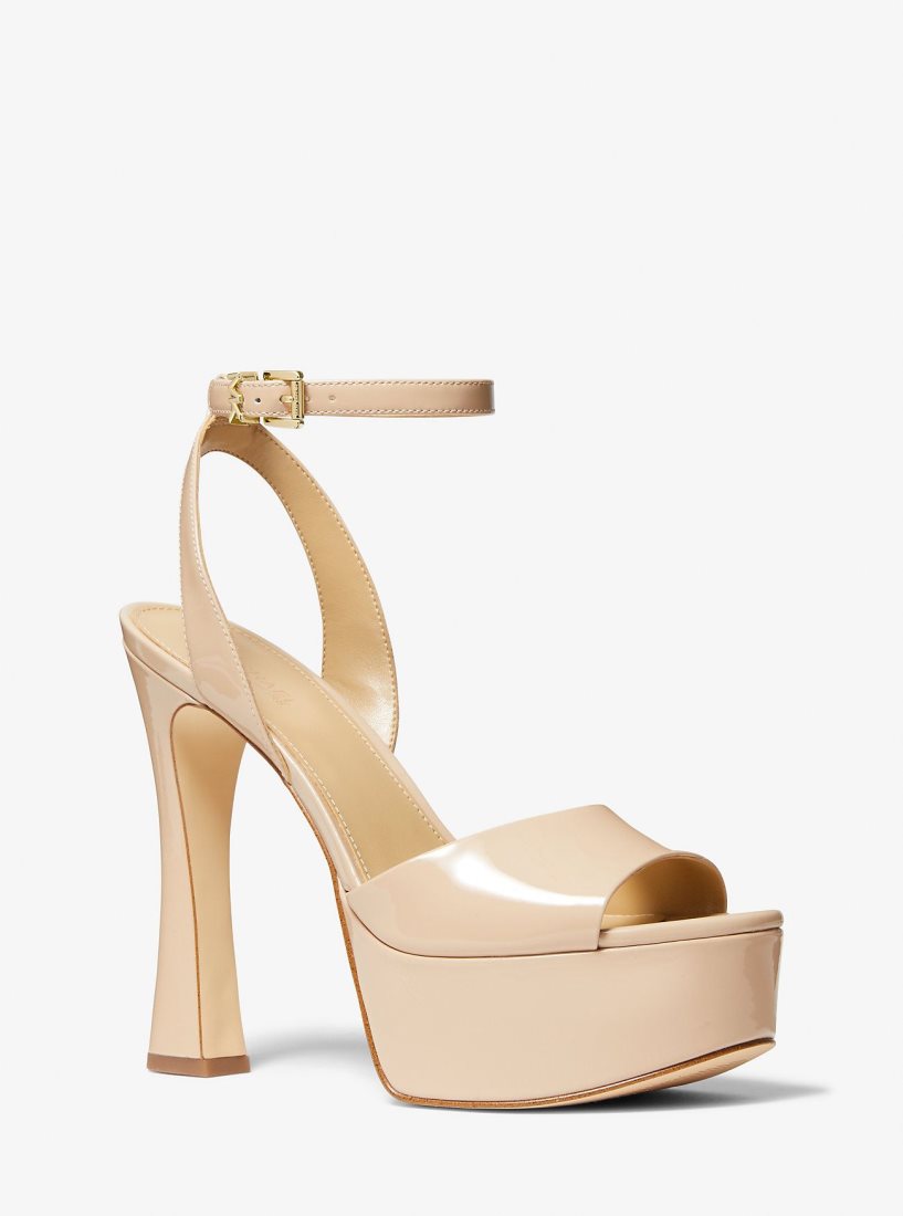 Michael Kors Jensen Patent Leather Platform Sandal Plateauschuhe Damen Penny | WCFNPL013