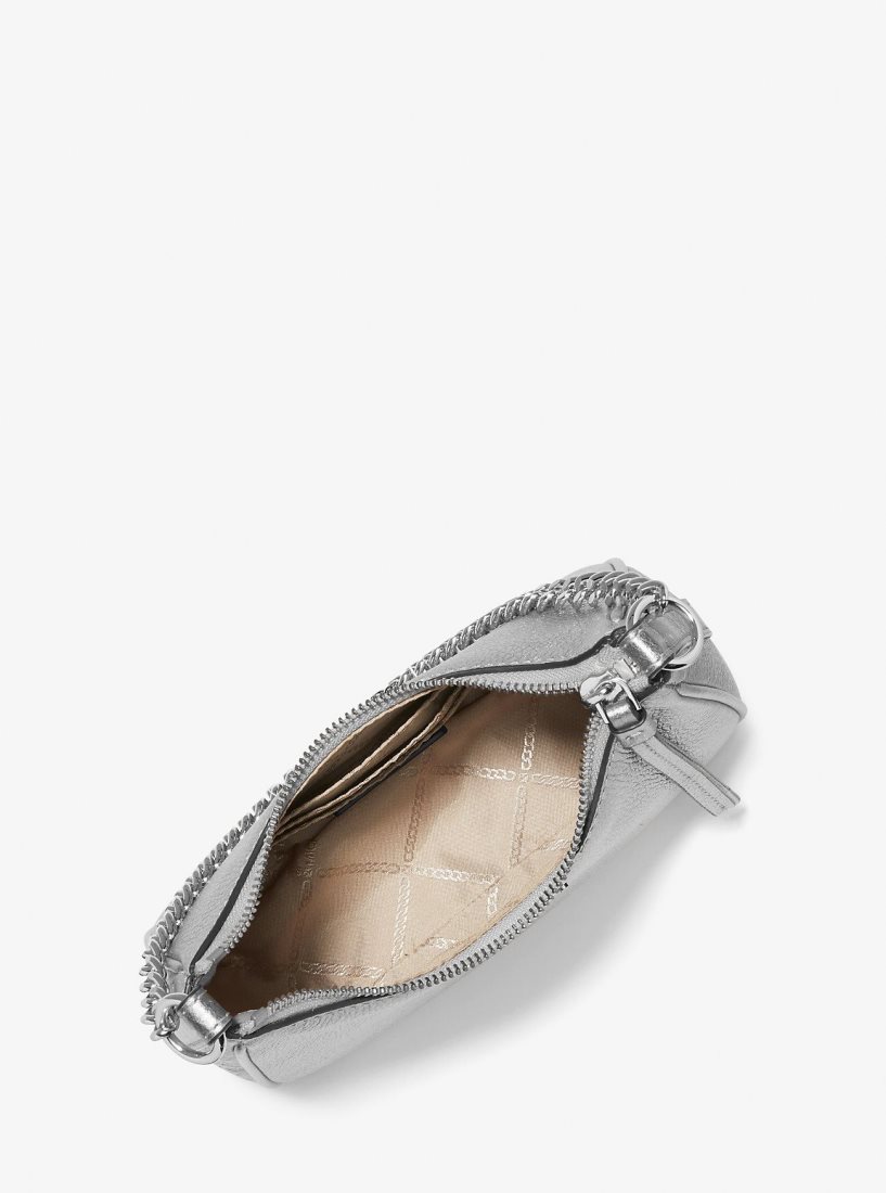 Michael Kors Jet Set Charm Small Metallic Leather Pochette Mini Tasche Damen Silber | RTHWPG128