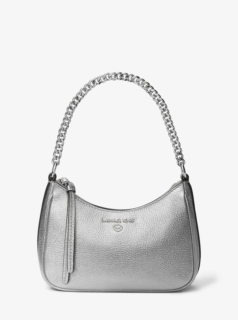 Michael Kors Jet Set Charm Small Metallic Leather Pochette Mini Tasche Damen Silber | RTHWPG128