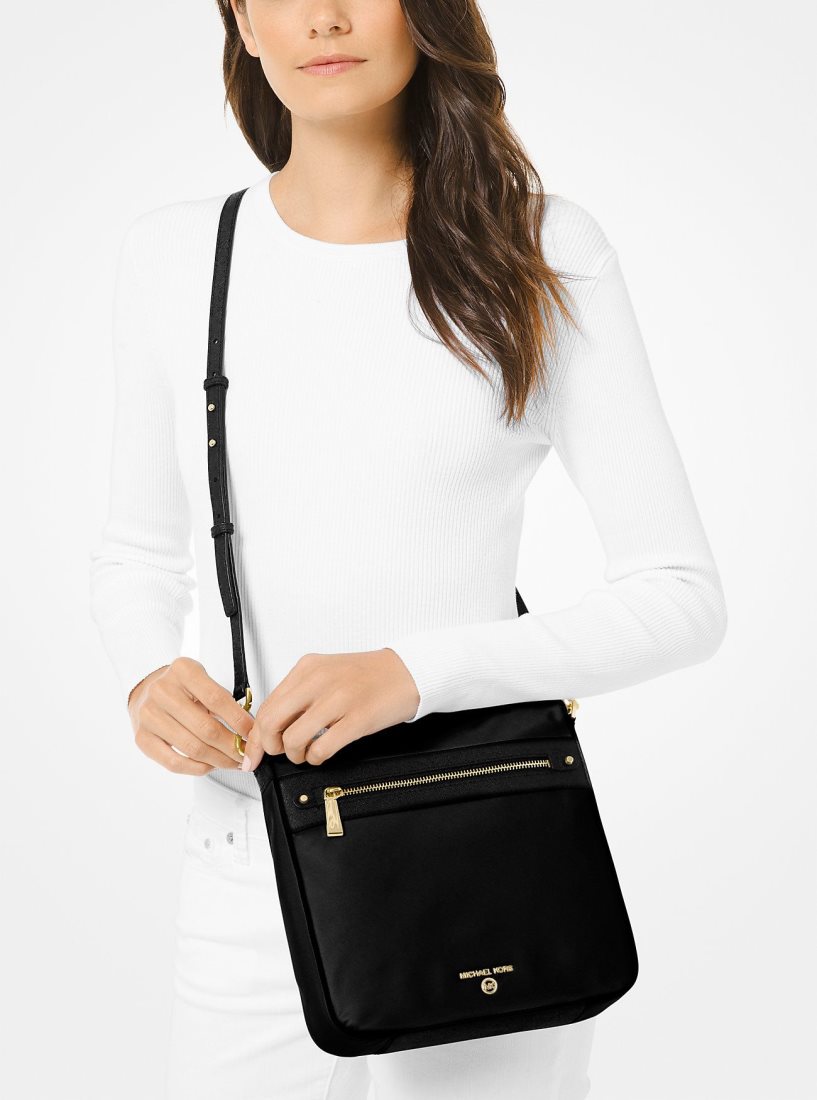 Michael Kors Jet Set Large Nylon Gabardine Messenger Bag Umhängetasche Damen Schwarz | DIHRLM031