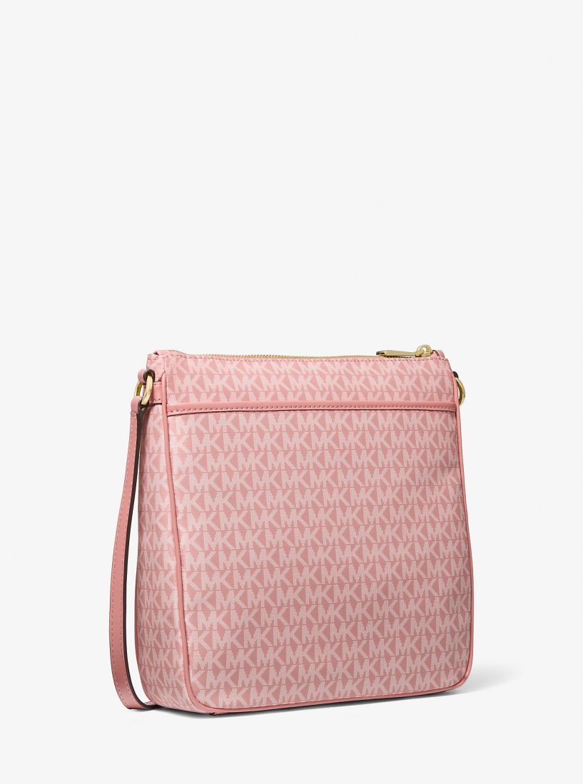 Michael Kors Jet Set Large Signature Logo Print Woven Crossbody Bag Umhängetasche Damen Rosa | LGRNSD342