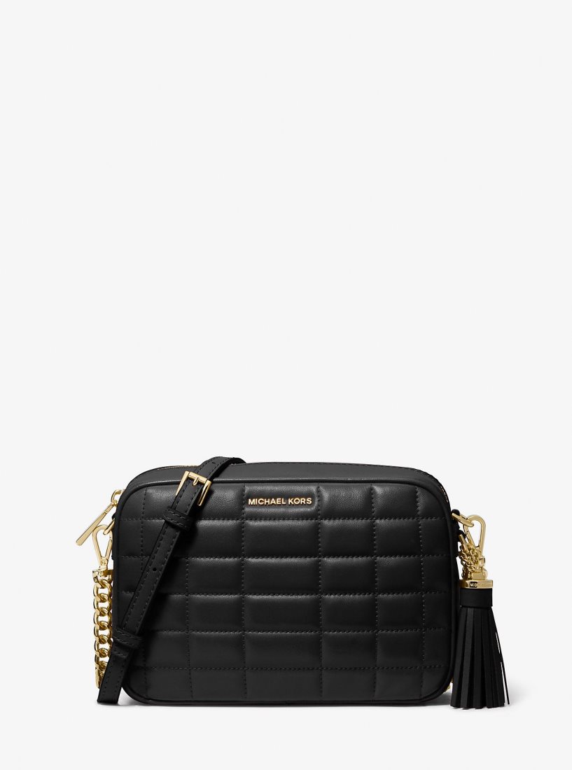 Michael Kors Jet Set Medium Quilted Leather Crossbody Bag Umhängetasche Damen Schwarz | BTLVZF740