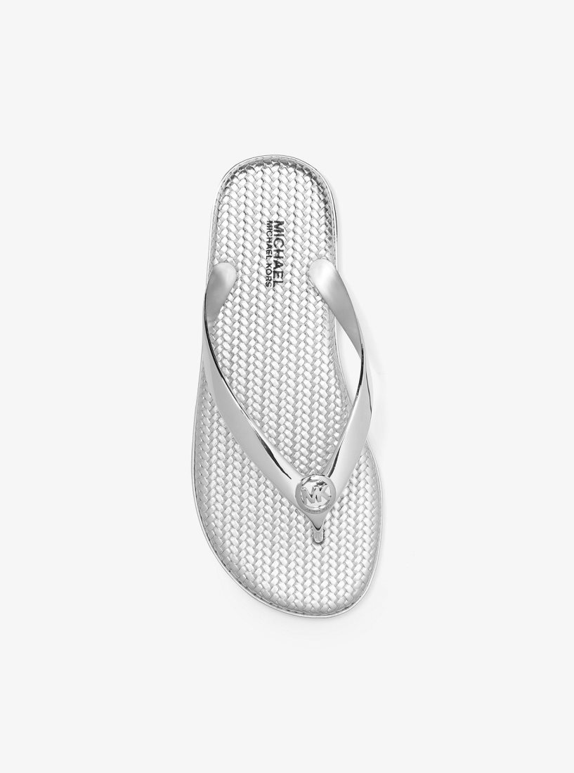 Michael Kors Jet Set Metallic Jelly Flip-Flop Flache Schuhe Damen Silber | UWVCHO407
