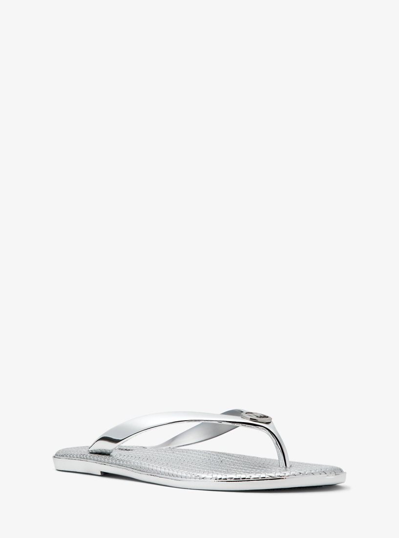 Michael Kors Jet Set Metallic Jelly Flip-Flop Flache Schuhe Damen Silber | UWVCHO407