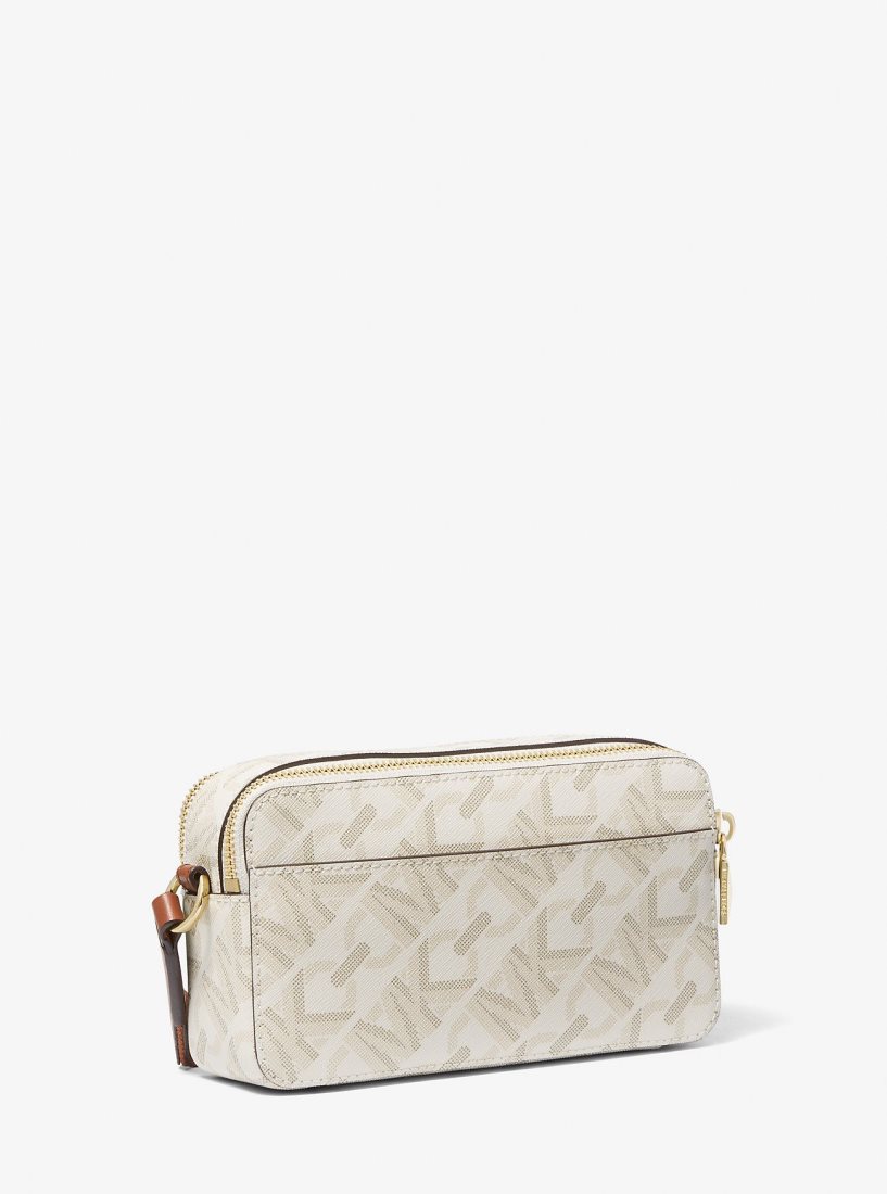 Michael Kors Jet Set Small Empire Signature Logo Stripe Double-Zip Camera Bag Umhängetasche Damen Hellgelb | JFBTVU924