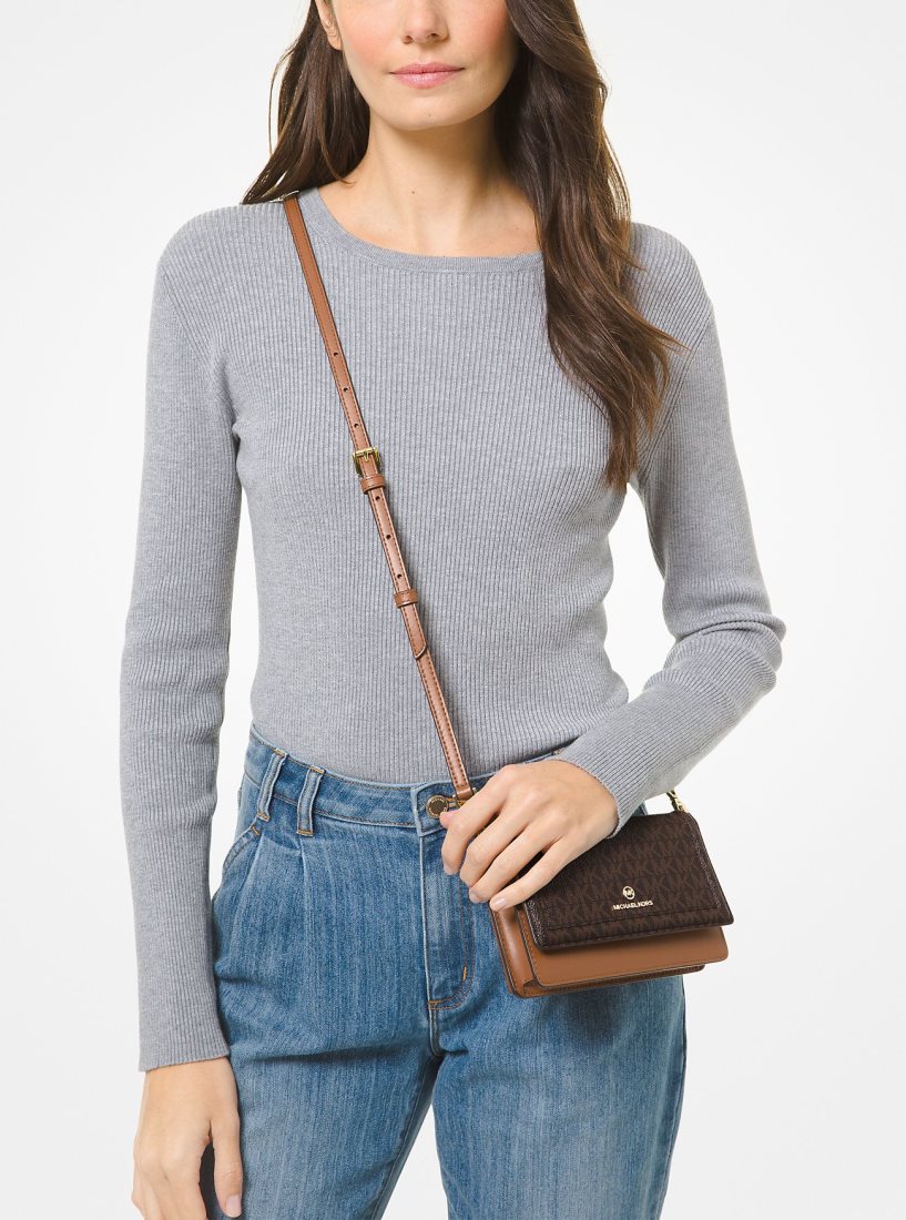 Michael Kors Jet Set Small Logo Smartphone Convertible Crossbody Bag Umhängetasche Damen Brn/Acorn | VPGSBT376