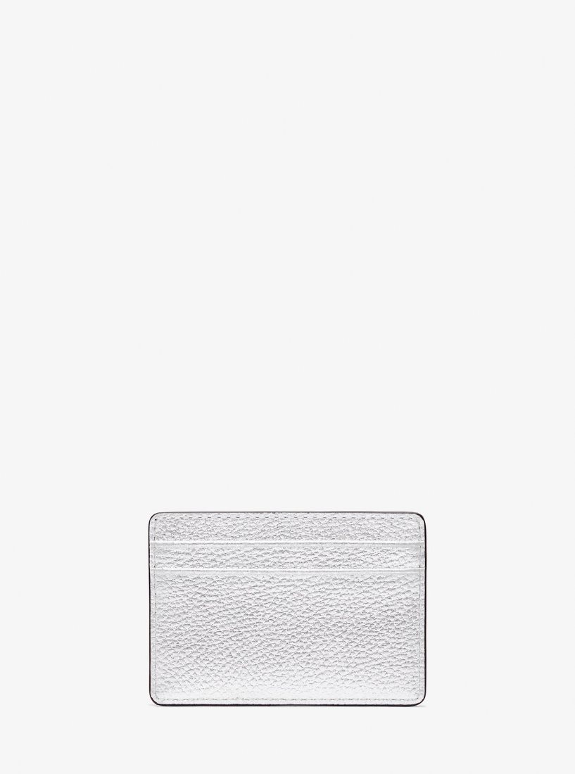 Michael Kors Jet Set Small Metallic Leather Card Case Kartenhülle Damen Silber | VESFGK604