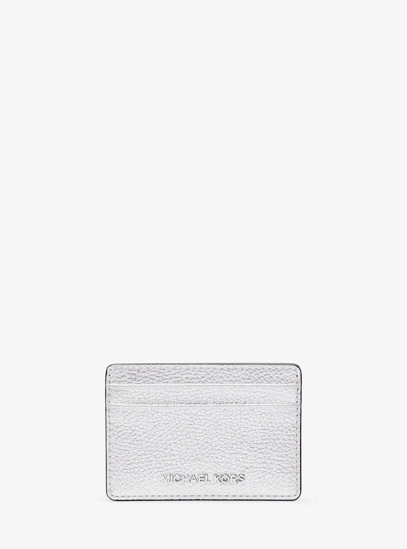 Michael Kors Jet Set Small Metallic Leather Card Case Kartenhülle Damen Silber | VESFGK604