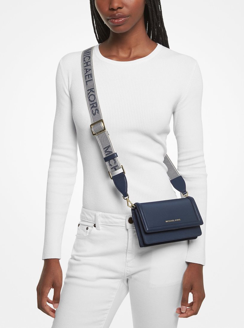 Michael Kors Jet Set Small Nylon Gabardine Smartphone Crossbody Bag Umhängetasche Damen Navy | BJQLNT912