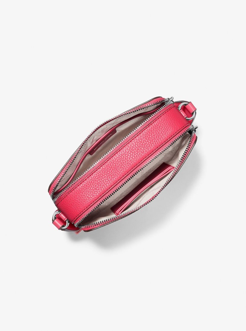 Michael Kors Jet Set Small Pebbled Leather Double-Zip Camera Bag Camera Bag Damen Rosa | CXKIHM735