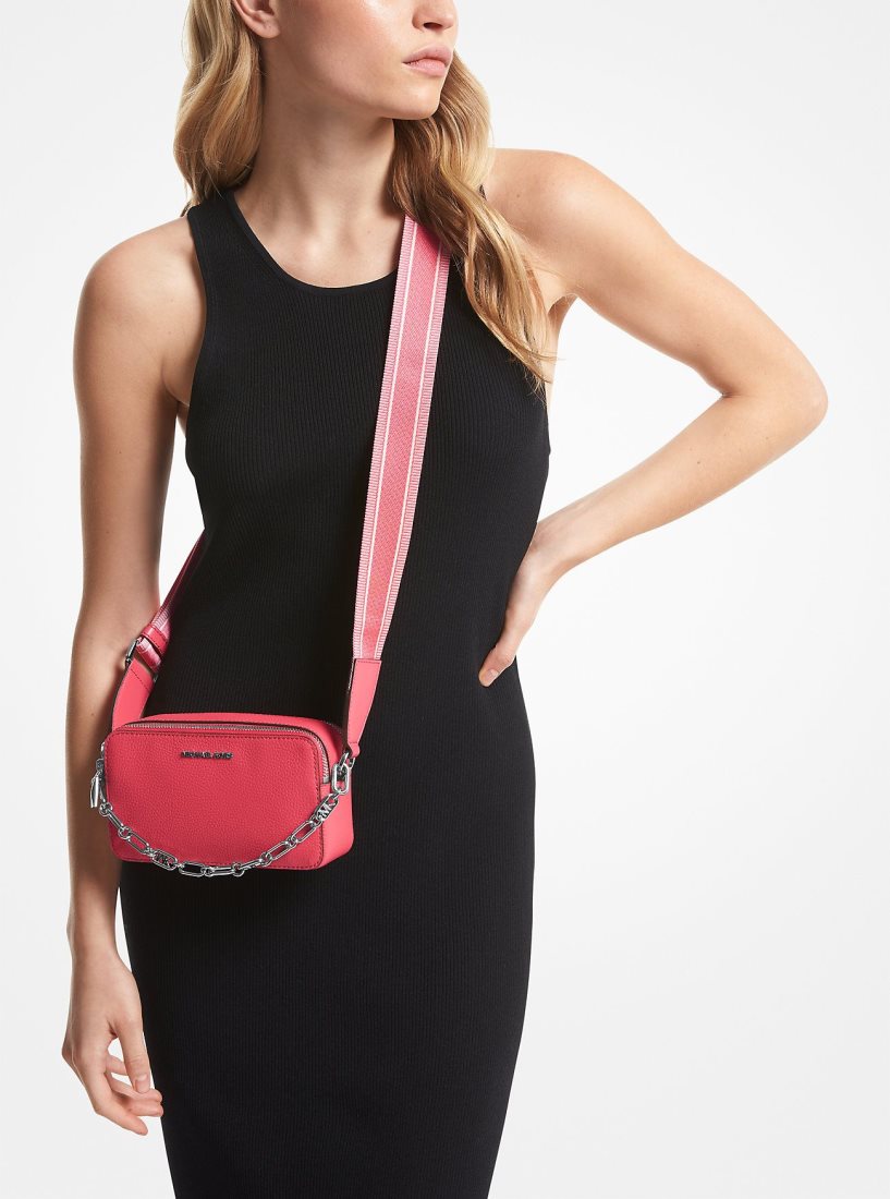 Michael Kors Jet Set Small Pebbled Leather Double-Zip Camera Bag Camera Bag Damen Rosa | CXKIHM735