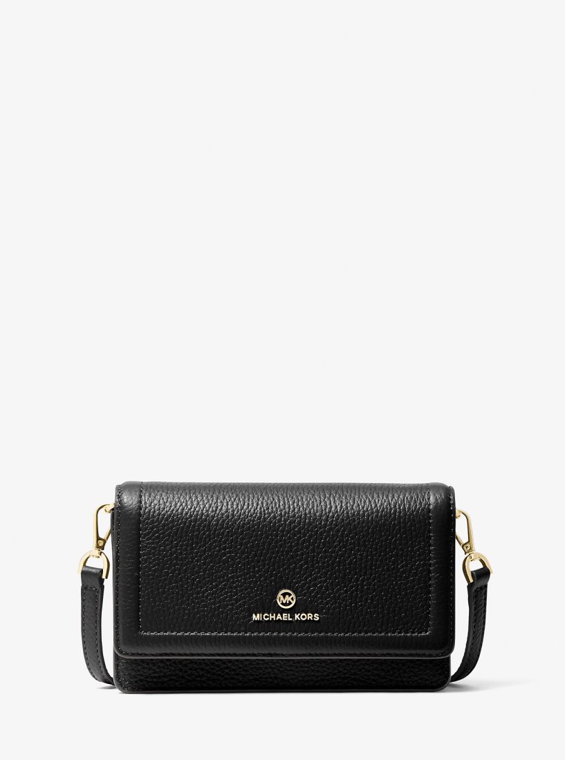 Michael Kors Jet Set Small Pebbled Leather Smartphone Convertible Crossbody Bag Umhängetasche Damen Schwarz | FVPXDI361