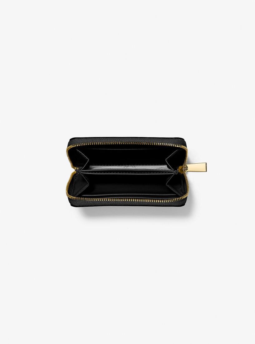 Michael Kors Jet Set Small Topstitched Leather Wallet Geldbörse Damen Schwarz | VHCNXS473