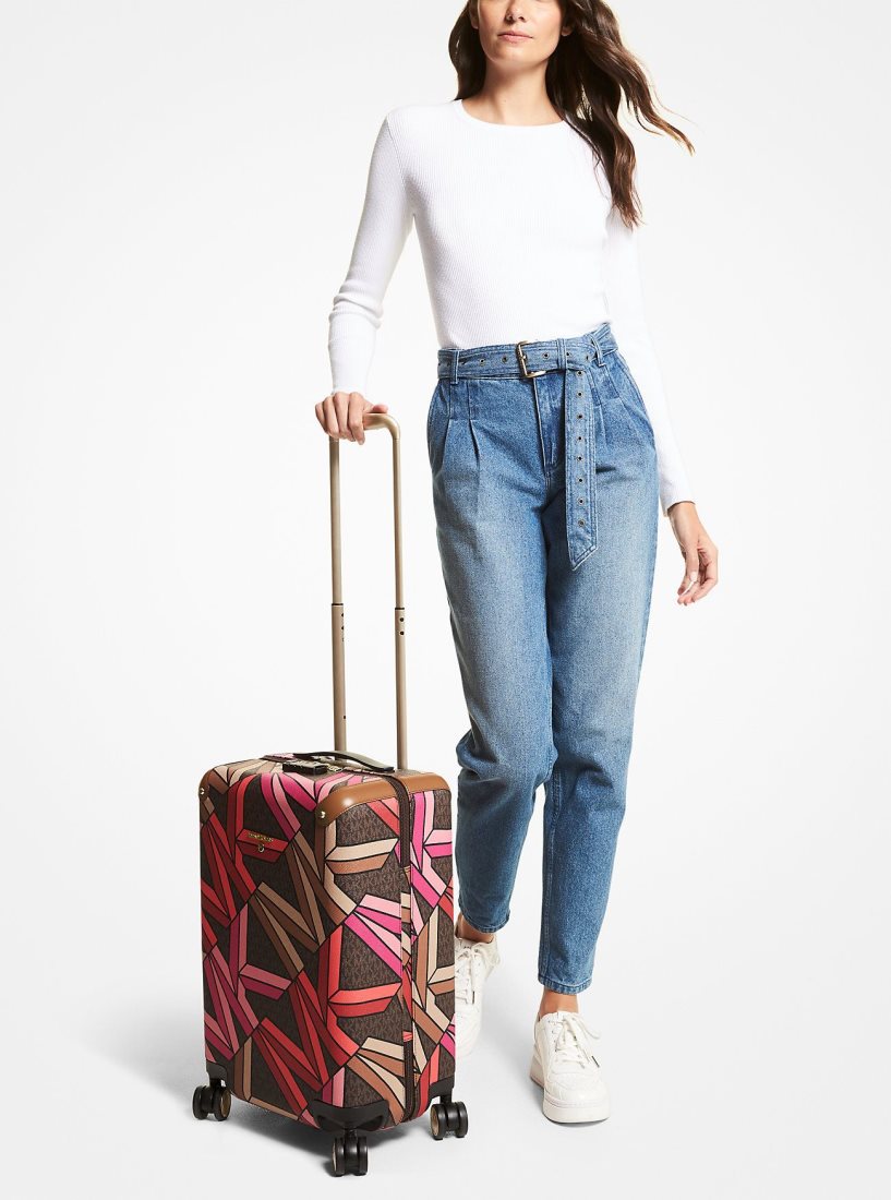 Michael Kors Jet Set Travel Small Graphic Logo Suitcase Duffle Tasche Damen Braun Mehrfarbig | HBOYTR564