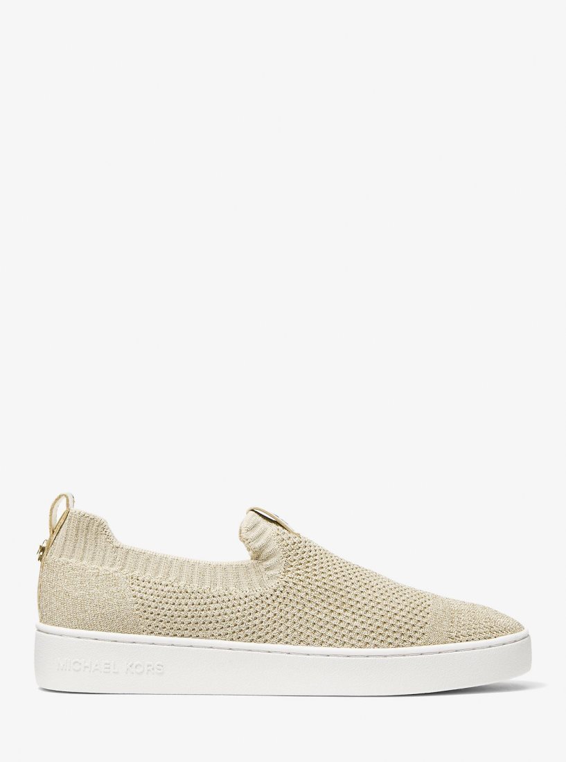 Michael Kors Juno Metallic Stretch Knit Slip-On Sneaker Sneakers Damen Gold | FBGNRL832
