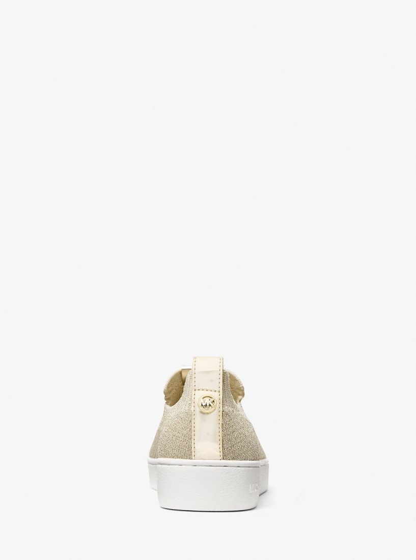 Michael Kors Juno Metallic Stretch Knit Slip-On Sneaker Sneakers Damen Gold | FBGNRL832