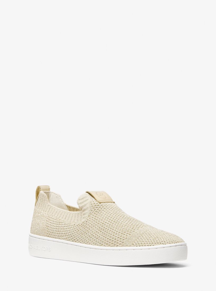 Michael Kors Juno Metallic Stretch Knit Slip-On Sneaker Sneakers Damen Gold | FBGNRL832