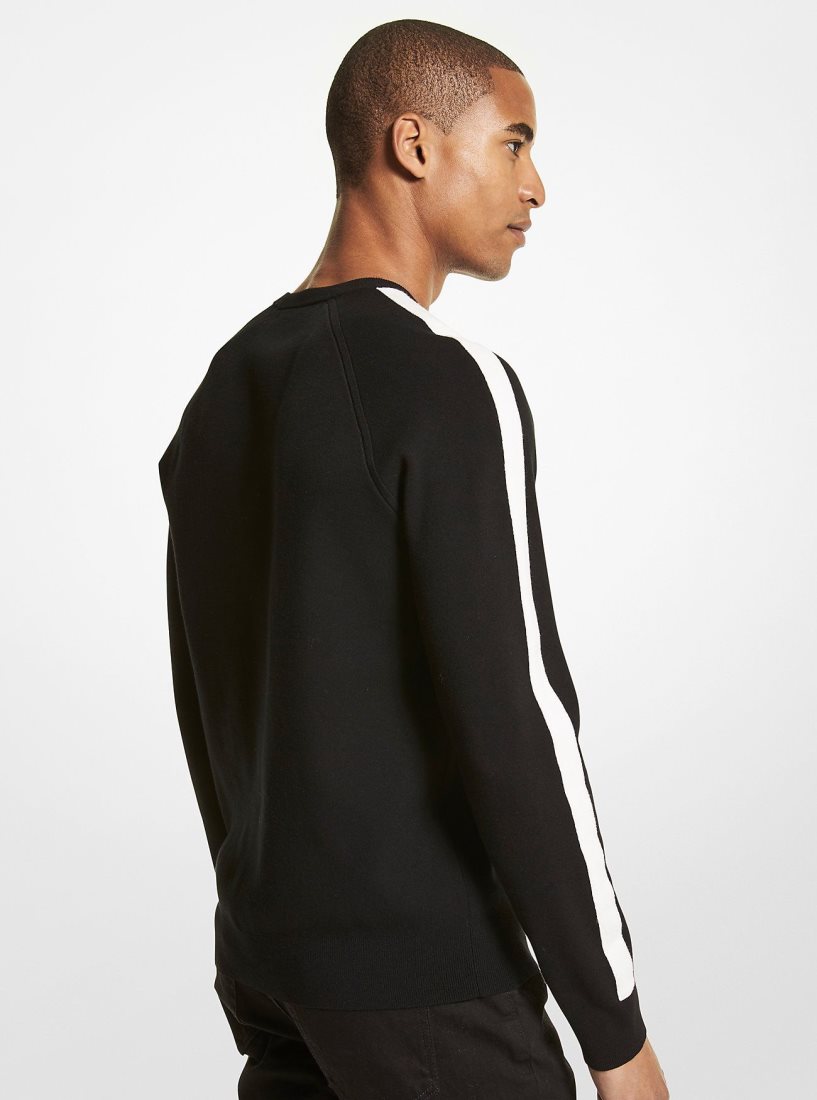 Michael Kors KORS Stretch Viscose Sweater Pullover Herren Schwarz | PQTNGI430