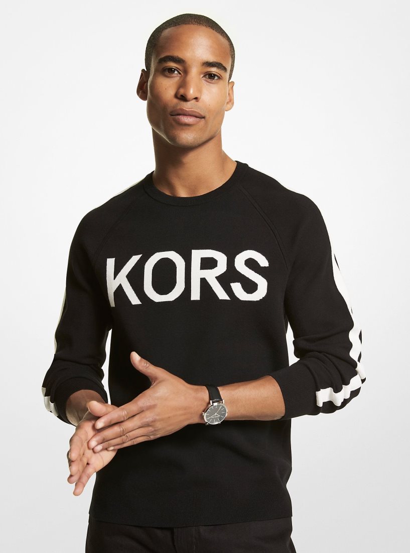 Michael Kors KORS Stretch Viscose Sweater Pullover Herren Schwarz | PQTNGI430