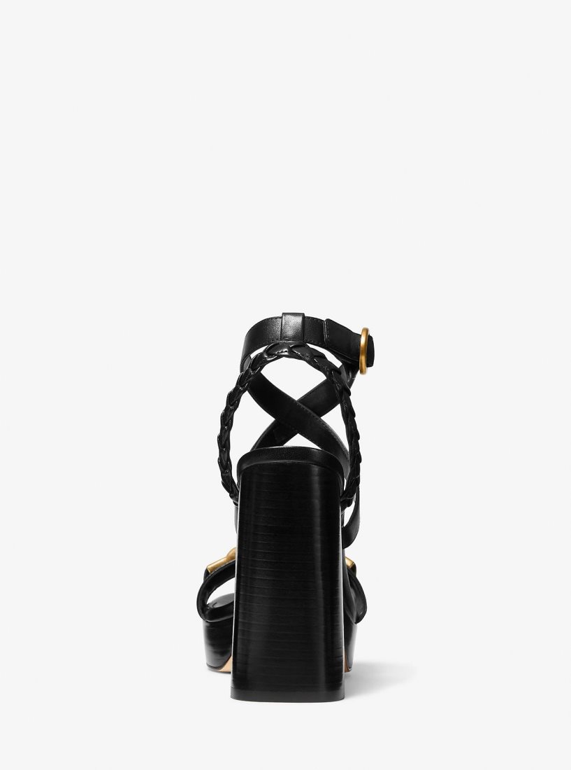Michael Kors Kailey Embellished Leather Platform Sandal Plateauschuhe Damen Schwarz | AYFRHC350