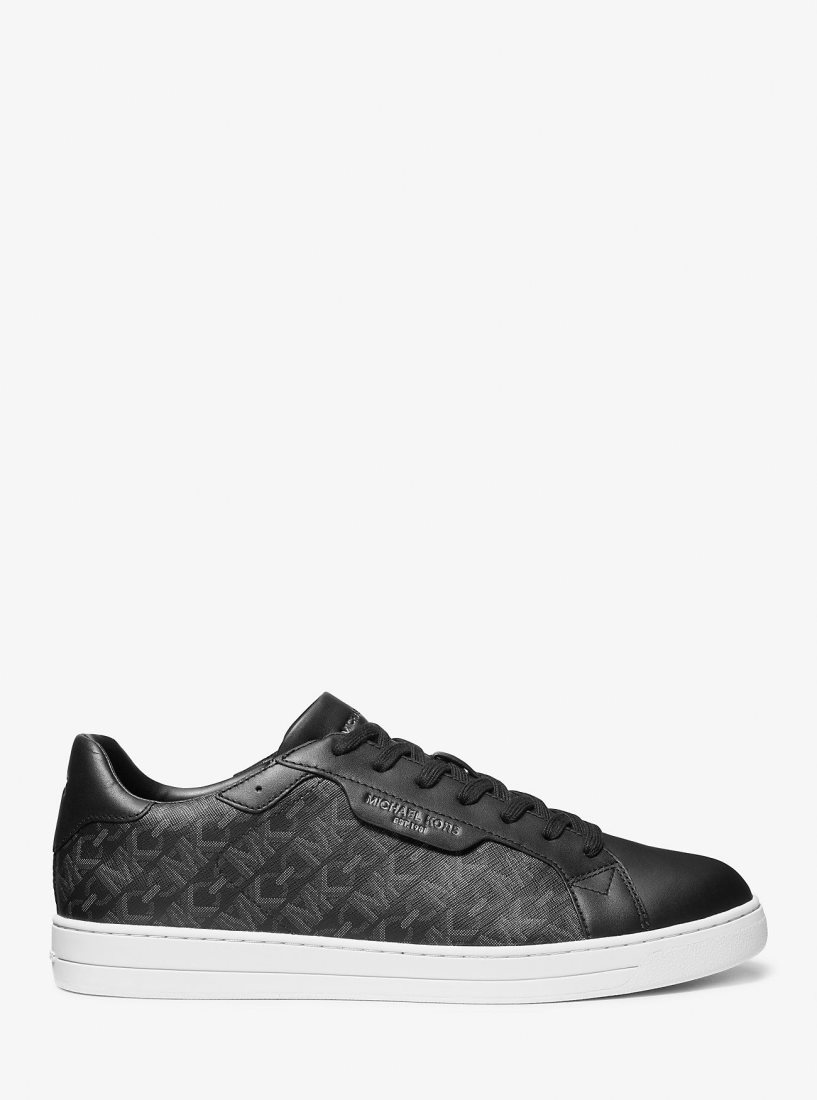 Michael Kors Keating Empire Signature Logo and Leather Sneaker Sneakers Herren Schwarz | RLBGUC965