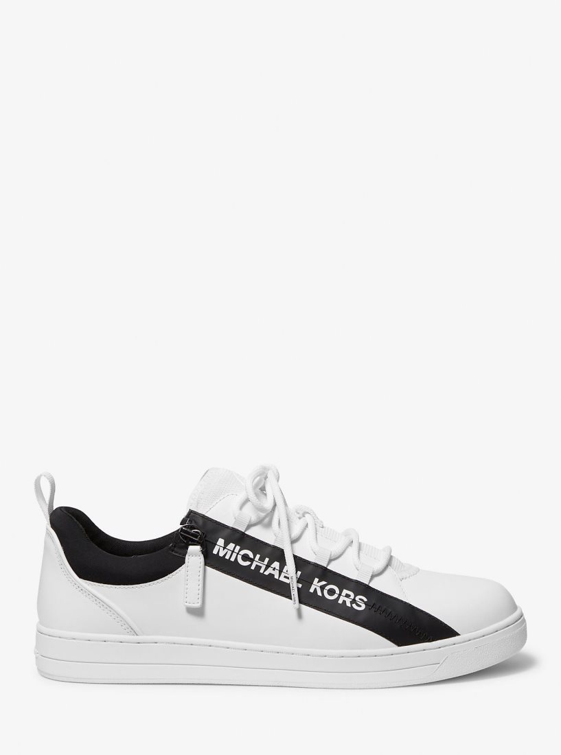 Michael Kors Keating Leather and Mesh Zip-Up Sneaker Sneakers Herren Weiß | BGXOHT045