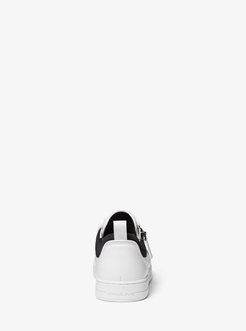Michael Kors Keating Leather and Mesh Zip-Up Sneaker Sneakers Herren Weiß | BGXOHT045