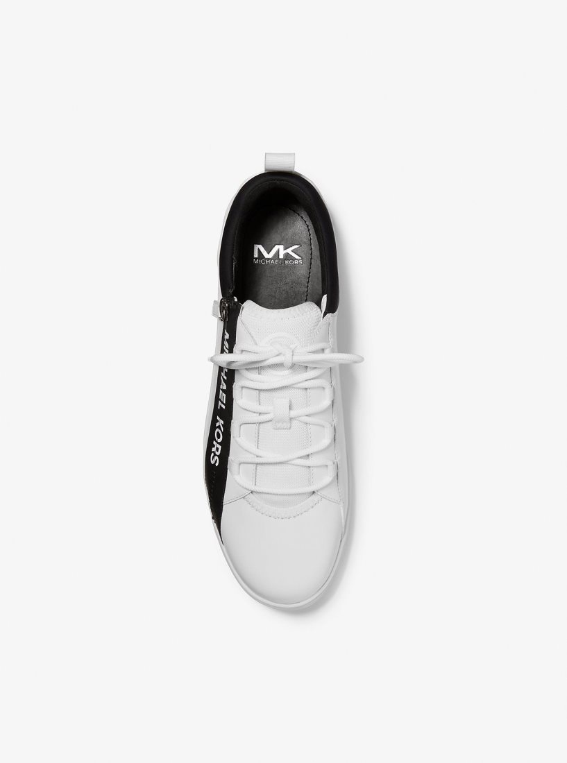 Michael Kors Keating Leather and Mesh Zip-Up Sneaker Sneakers Herren Weiß | BGXOHT045