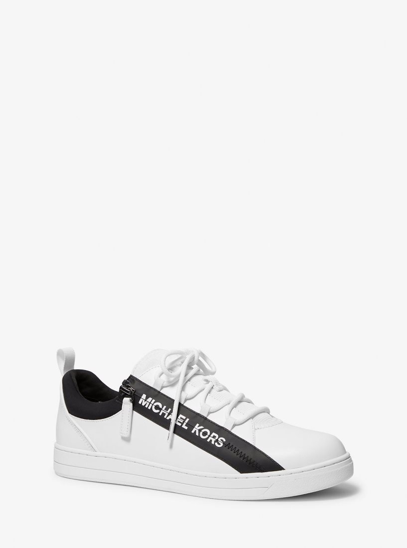 Michael Kors Keating Leather and Mesh Zip-Up Sneaker Sneakers Herren Weiß | BGXOHT045