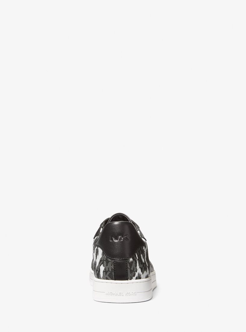 Michael Kors Keating Leopard Logo and Leather Sneaker Sneakers Herren Grau | HJRCNU196