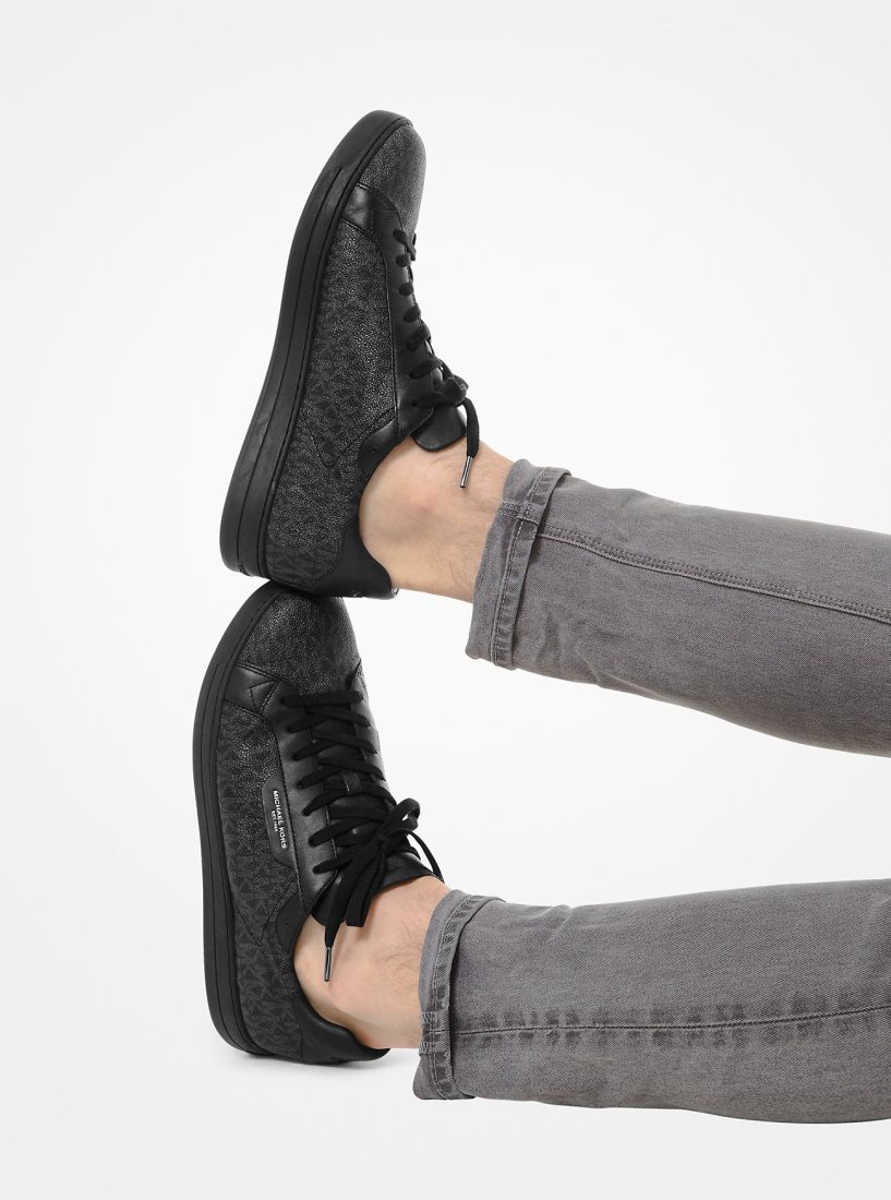 Michael Kors Keating Logo and Leather Sneaker Sneakers Herren Schwarz | OHCAUG594