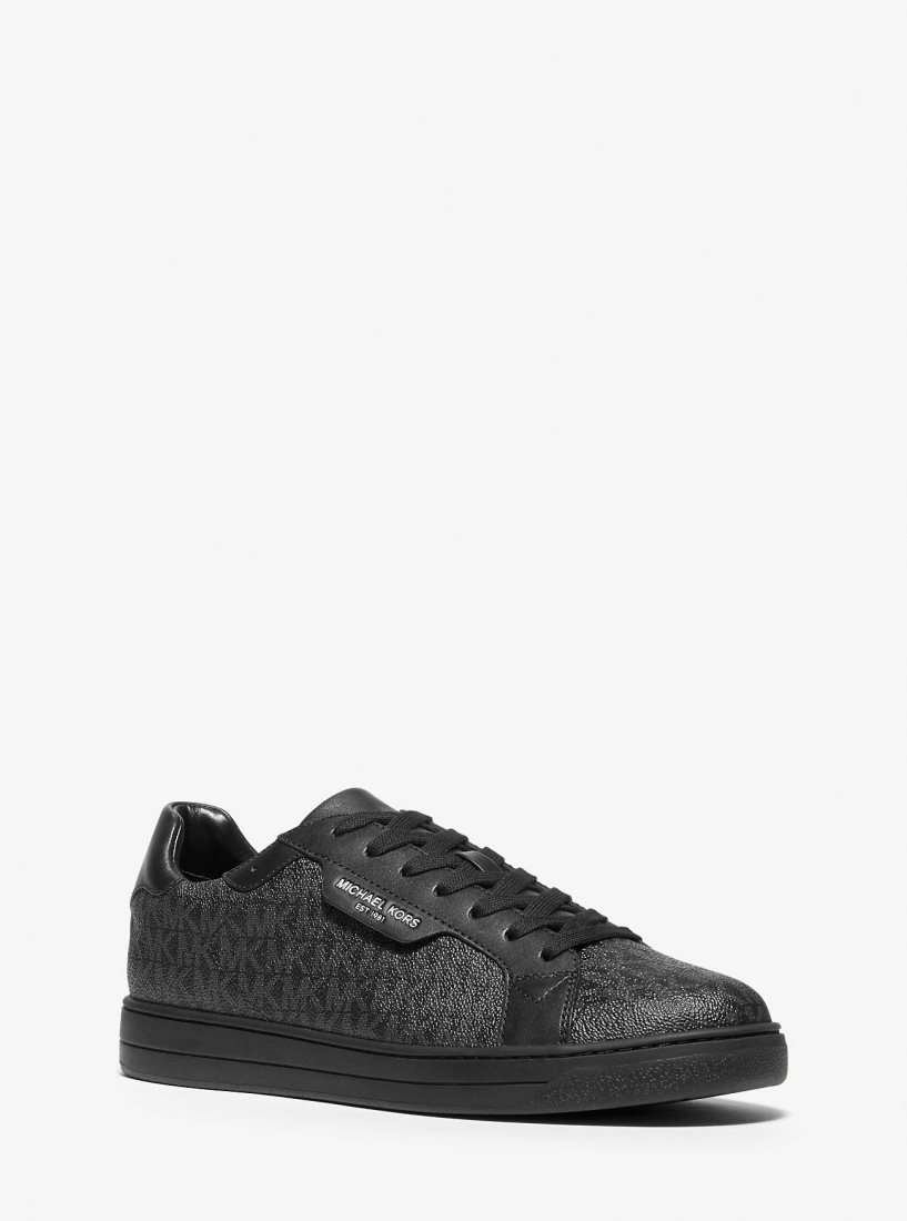 Michael Kors Keating Logo and Leather Sneaker Sneakers Herren Schwarz | OHCAUG594