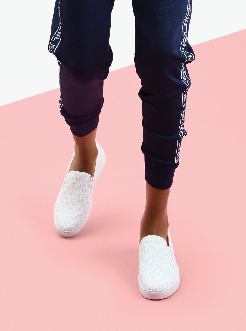 Michael Kors Keaton Logo Slip-On Sneaker Sneakers Damen Bright Wht | XMOJFR150