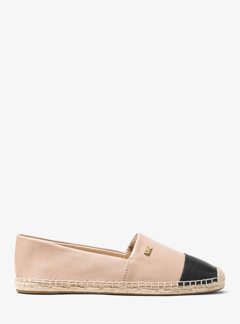 Michael Kors Kendrick Leather Slip-On Espadrille Flache Schuhe Damen Oyster/Blk | NMLJUX398