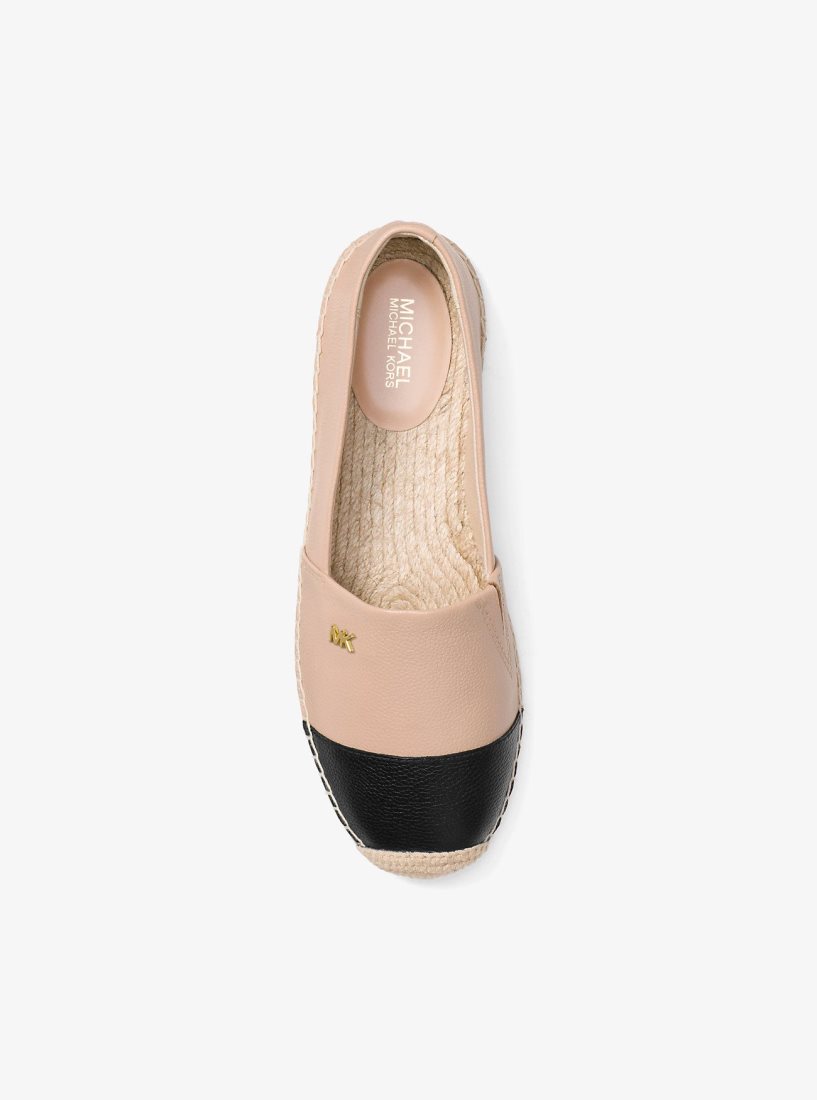 Michael Kors Kendrick Leather Slip-On Espadrille Flache Schuhe Damen Oyster/Blk | NMLJUX398
