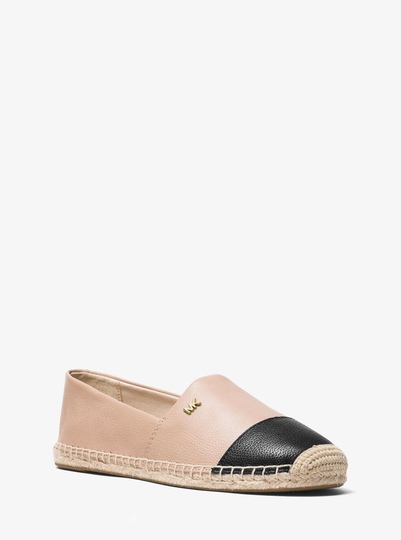 Michael Kors Kendrick Leather Slip-On Espadrille Flache Schuhe Damen Oyster/Blk | NMLJUX398