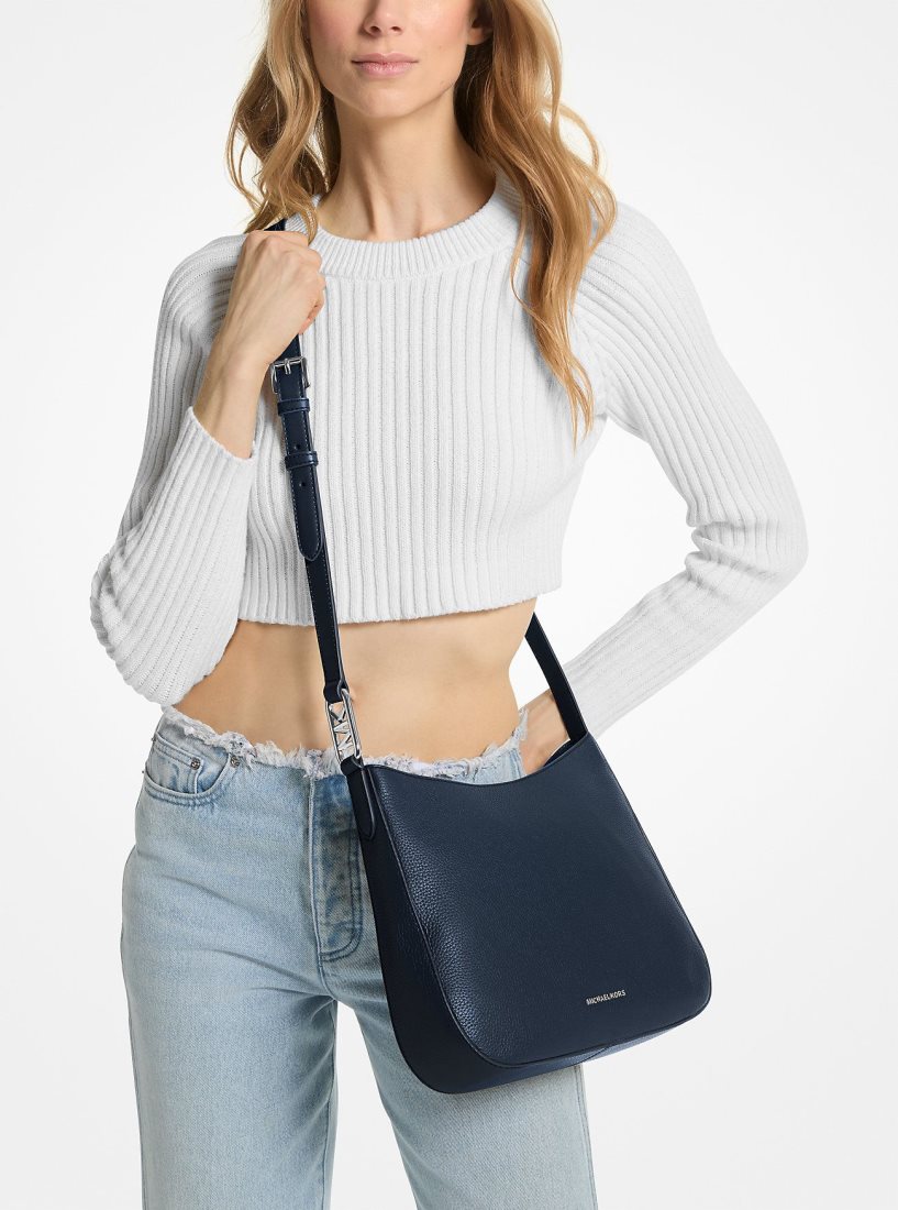Michael Kors Kensington Large Pebbled Leather Crossbody Bag Umhängetasche Damen Navy | AXPKMN483