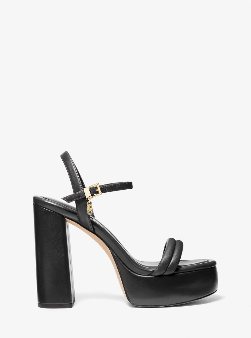 Michael Kors Laci Leather Platform Sandal Plateauschuhe Damen Schwarz | LCRWFD463