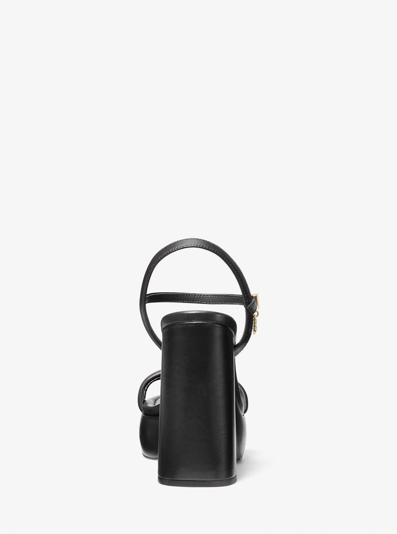 Michael Kors Laci Leather Platform Sandal Plateauschuhe Damen Schwarz | LCRWFD463