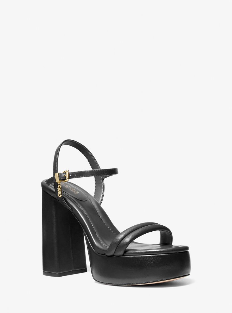 Michael Kors Laci Leather Platform Sandal Plateauschuhe Damen Schwarz | LCRWFD463