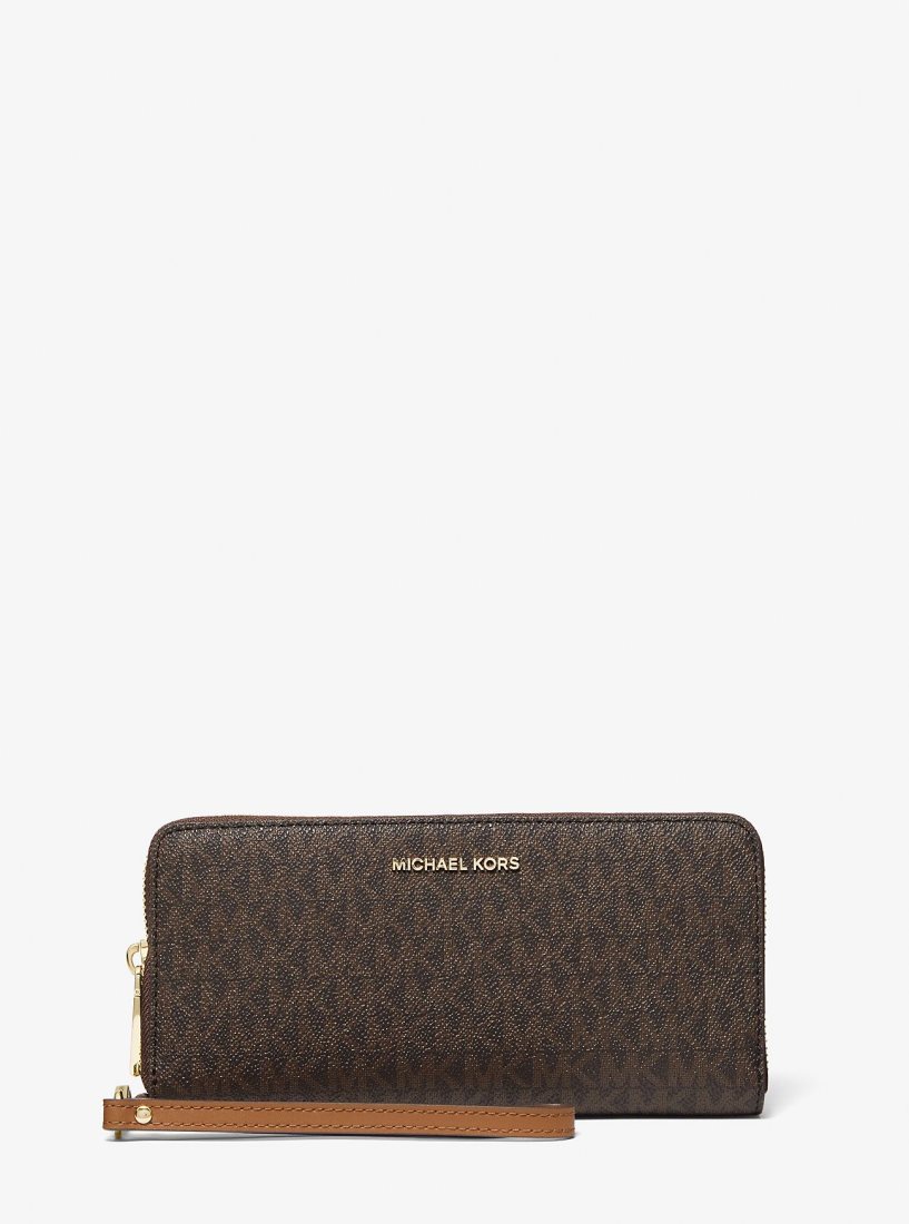 Michael Kors Large Logo Continental Wallet Geldbörse Damen Braun | AGFMJD762