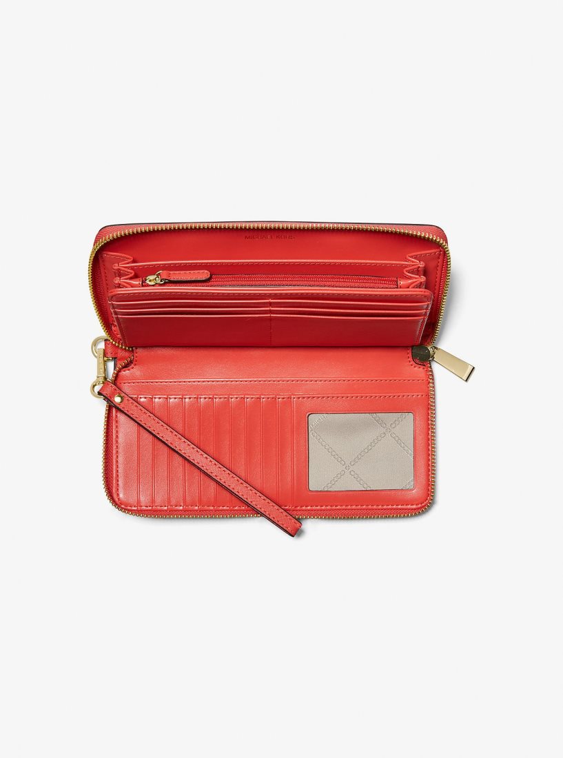 Michael Kors Large Saffiano Leather Continental Wallet Geldbörse Damen Koralle | BNJEUH062