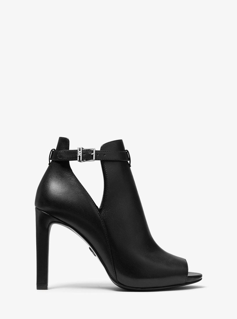 Michael Kors Lawson Leather Open-Toe Ankle Boot Stiefeletten Damen Schwarz | MINKBF479